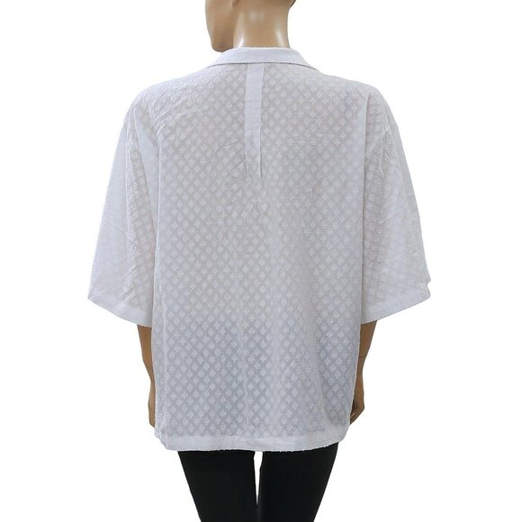 Rhode Resort Oliver Fil Coupe Cotton White Shirt Top Buttondown S New - Picture 7 of 9